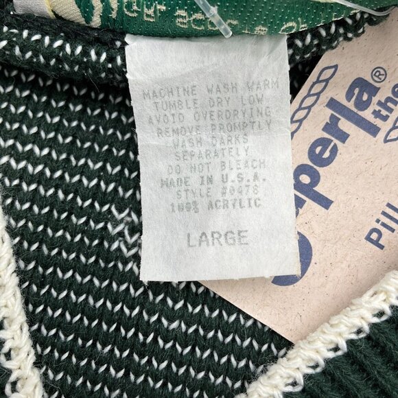 Girl Scouts of USA Cardigan Large Green White Fleck Acrylic Sweater USA VTG‎ NWT - Picture 5 of 11
